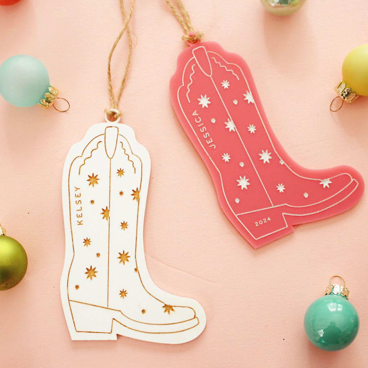 "Custom Cowgirl Boot Ornament" - Ornaments in multicolorassorted-colors by Aislinn Minardi