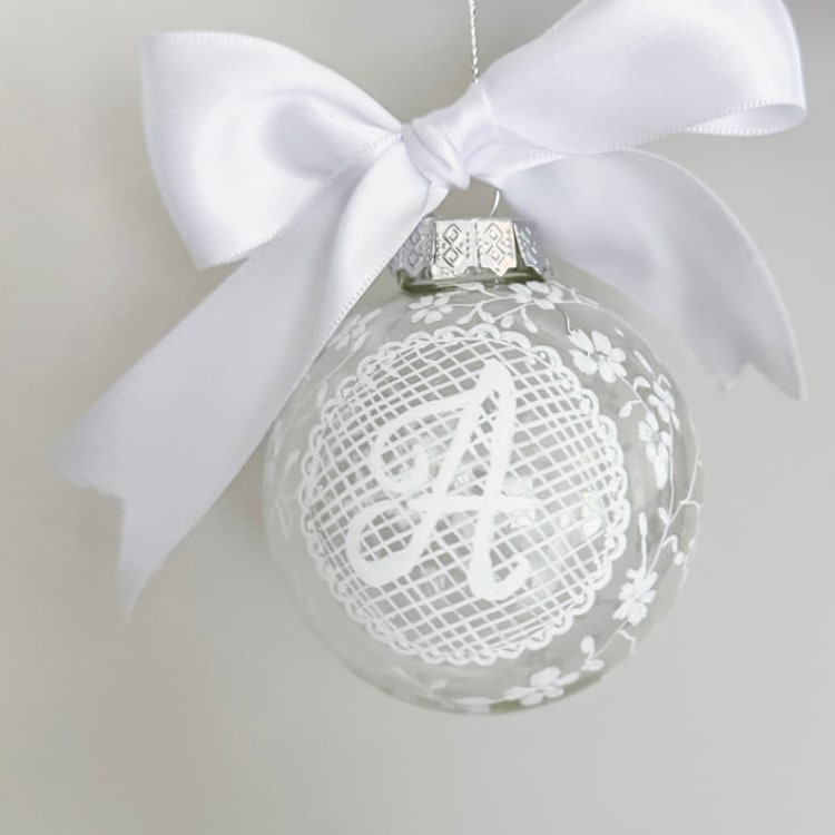 "Personalized Lace Ornament" - Ornaments in white by Arohika Verma