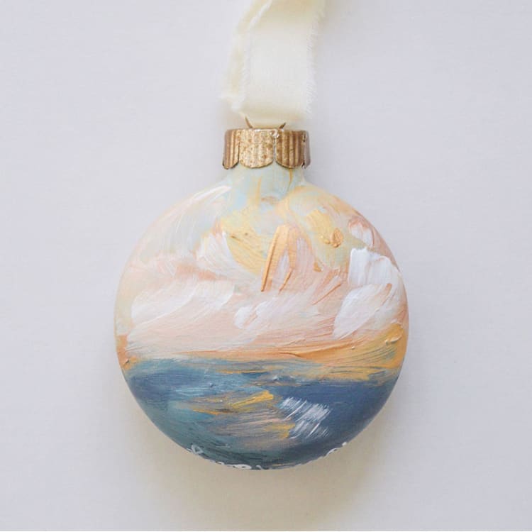 "2" Golden Hour Heavenly Seascape" - Ornaments in gold by Kristen Laczi