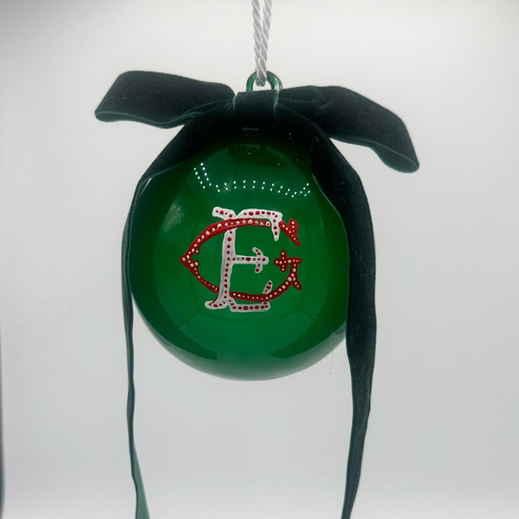 "Extra-Large Polka Dot Monogram with Bow" - Ornaments in green by Ashley Myers