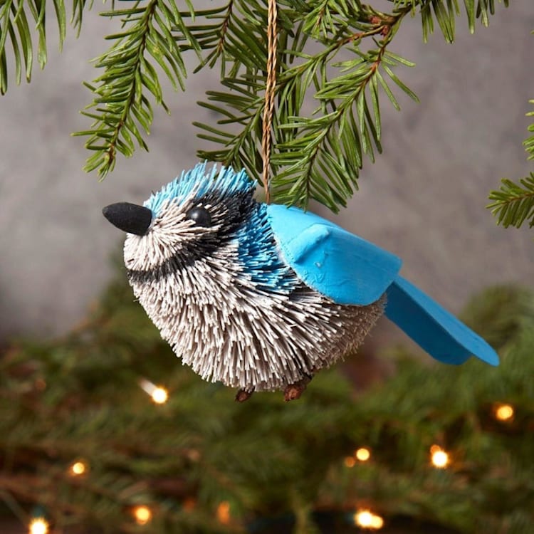 "Buri Blue Jay Ornament" - Ornaments in blue by Aahlada Chennupati