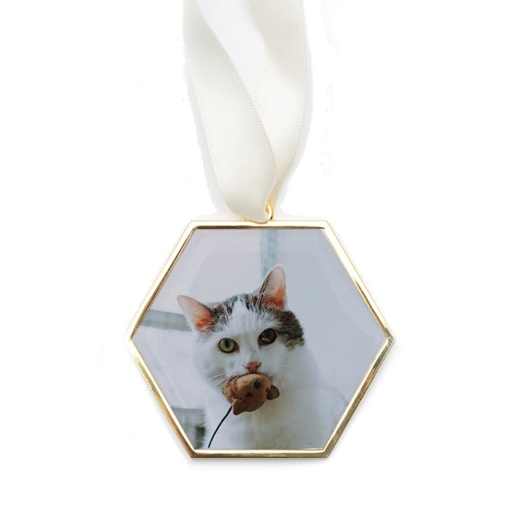 "Custom Hexagon Ornament Gold" - Ornaments in gold by Kimbra Designs