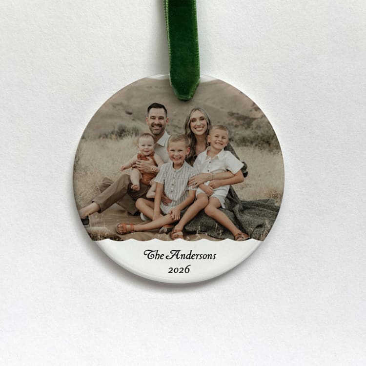 "Personalized Family Photo Ornament" - Ornaments in white by Holly Whitcomb