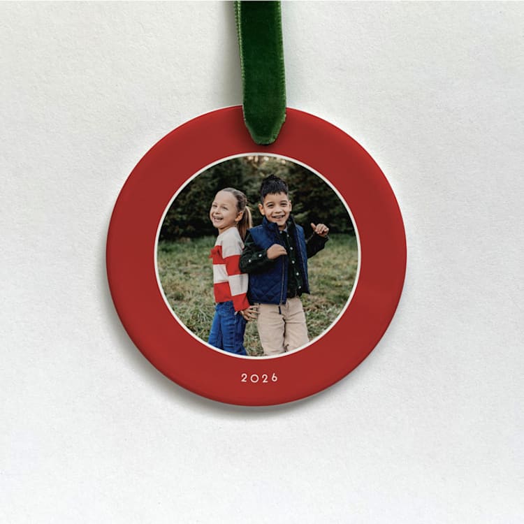 "Personalized Photo Ornament - Solid Border" - Ornaments in white by Holly Whitcomb