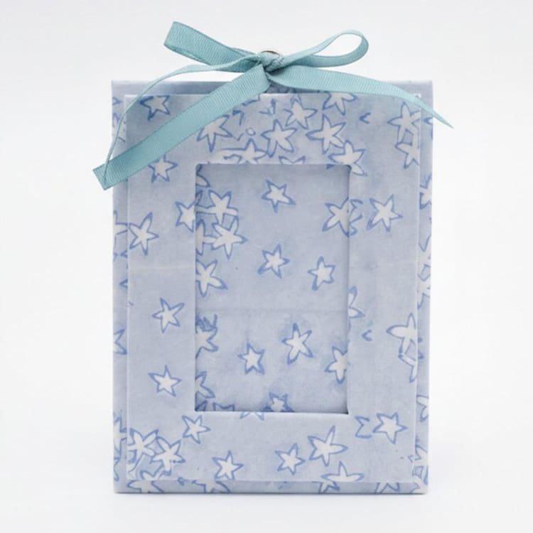 "Mini Blockprint Picture Frame Ornament | Starry Night" - Ornaments in blue by Inner Child