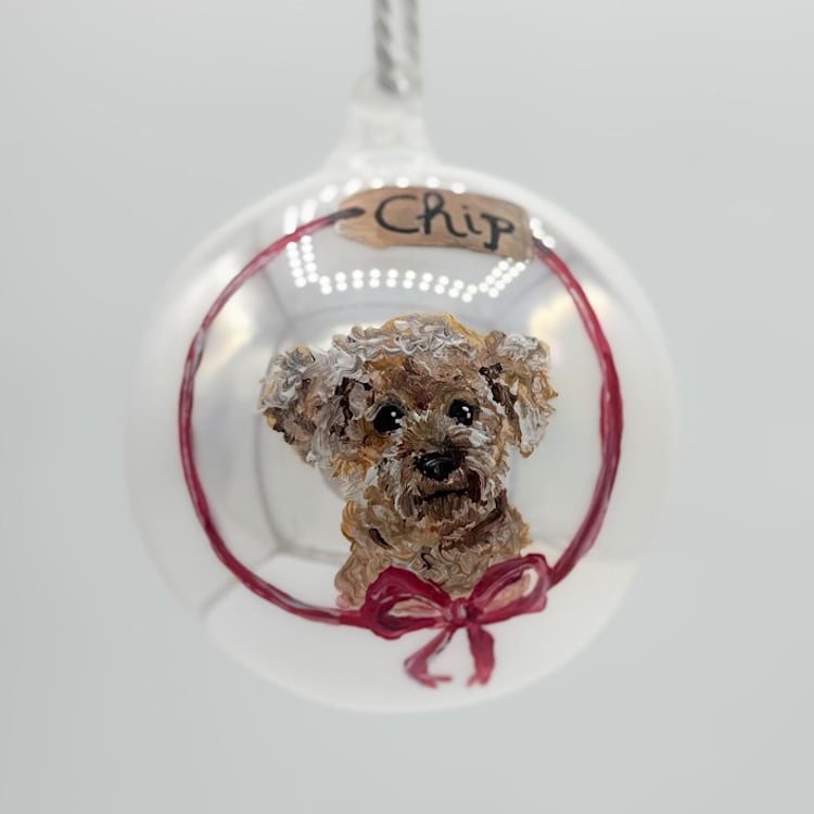 "Custom Hand-Painted Pet Ornament with Bow" - Ornaments in multicolorassorted-colors by Ashley Myers