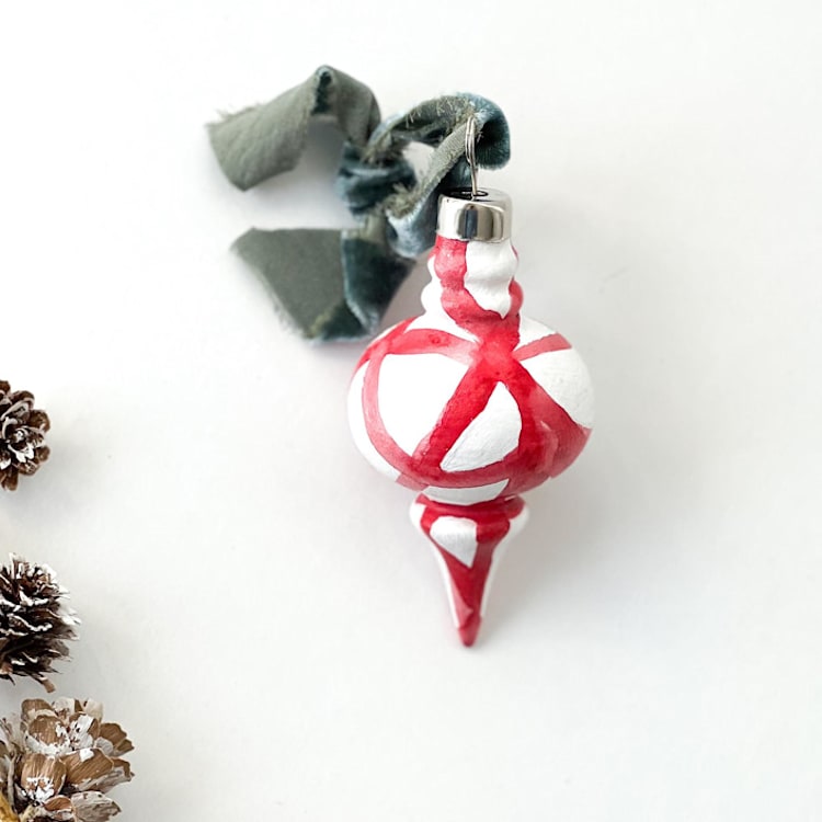 "Red Plant Cell Vintage Ornament with Green Ribbon" - Ornaments in red by Mary Gaspar