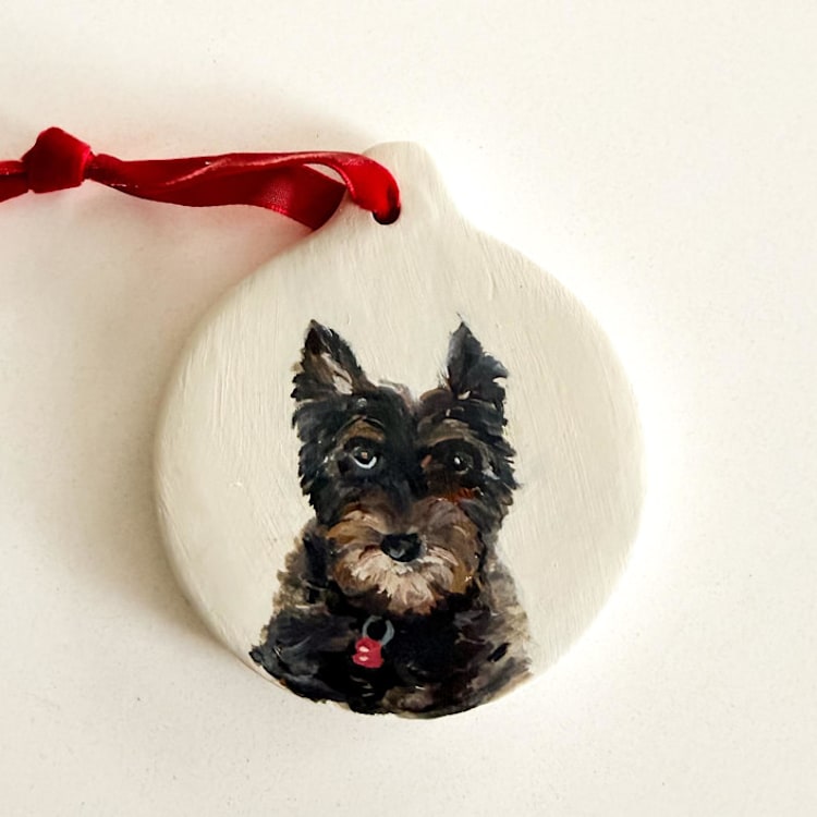 "Custom Hand-Painted Pet Ornament" - Ornaments in white by Arohika Verma