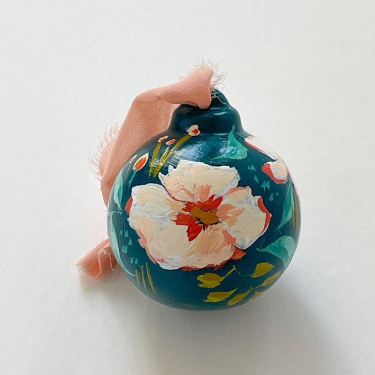 "Juniper Boho Floral Hand-painted Ceramic Ornament" - Ornaments in multicolorassorted-colors by Kara Aina