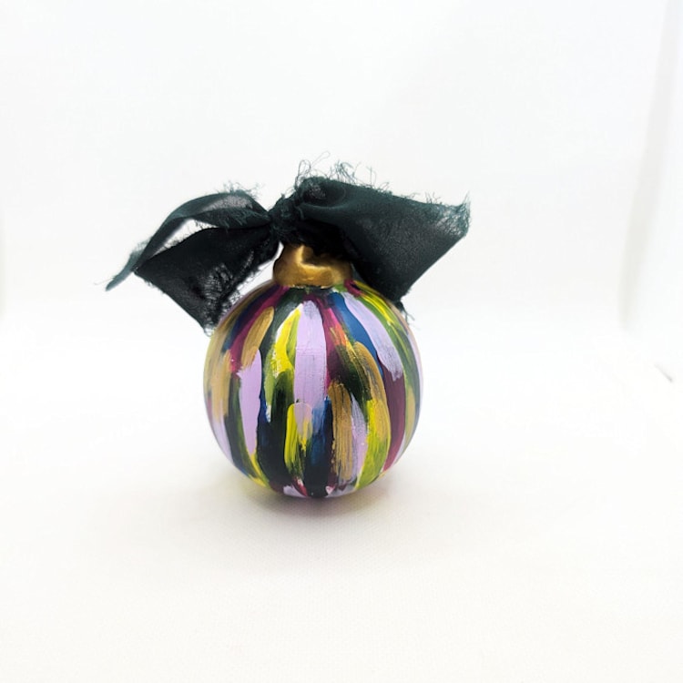 "Elegant Multicolor, Abstract, Hand Painted Ceramic Christmas Ornament" - Ornaments in blue by The Savage Label