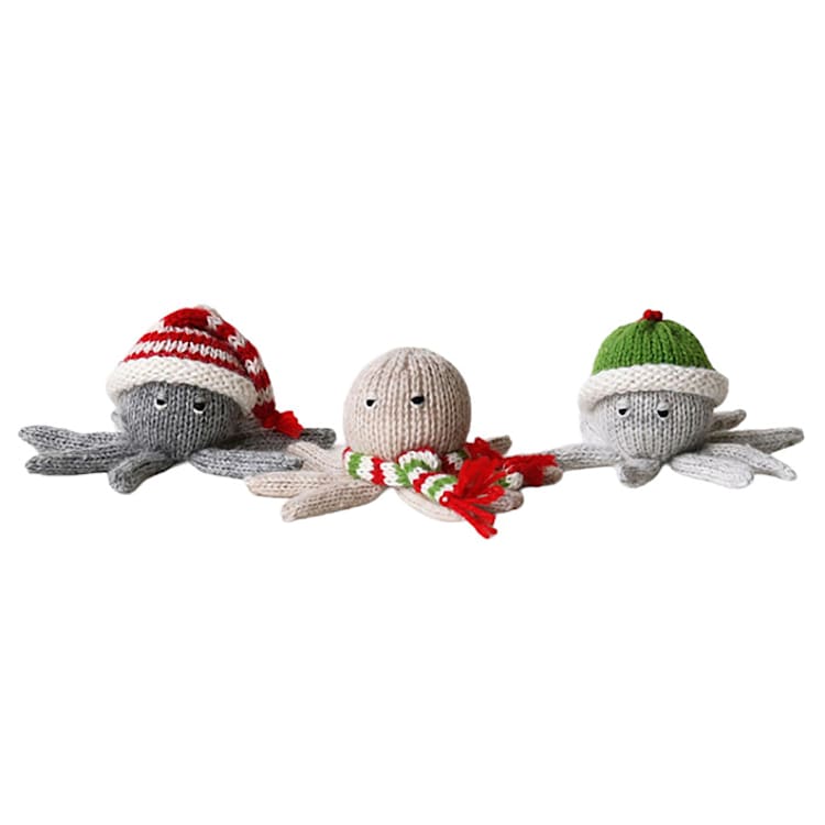 "Octopus Ornaments, set of 3" - Ornaments in gray by Melange Collection