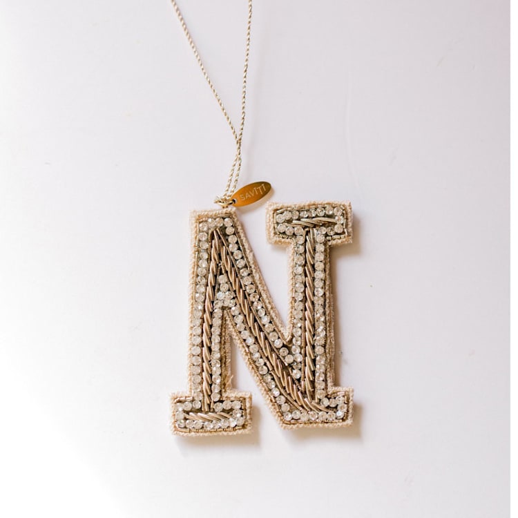 "Personalized Handmade Letter Ornament - Large N" - Ornaments in silver by Courtney Bedi