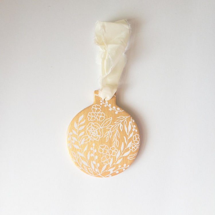 "Botanical Illustrated Ornament 3" - Ornaments in gold by Jocelyn Elizabeth