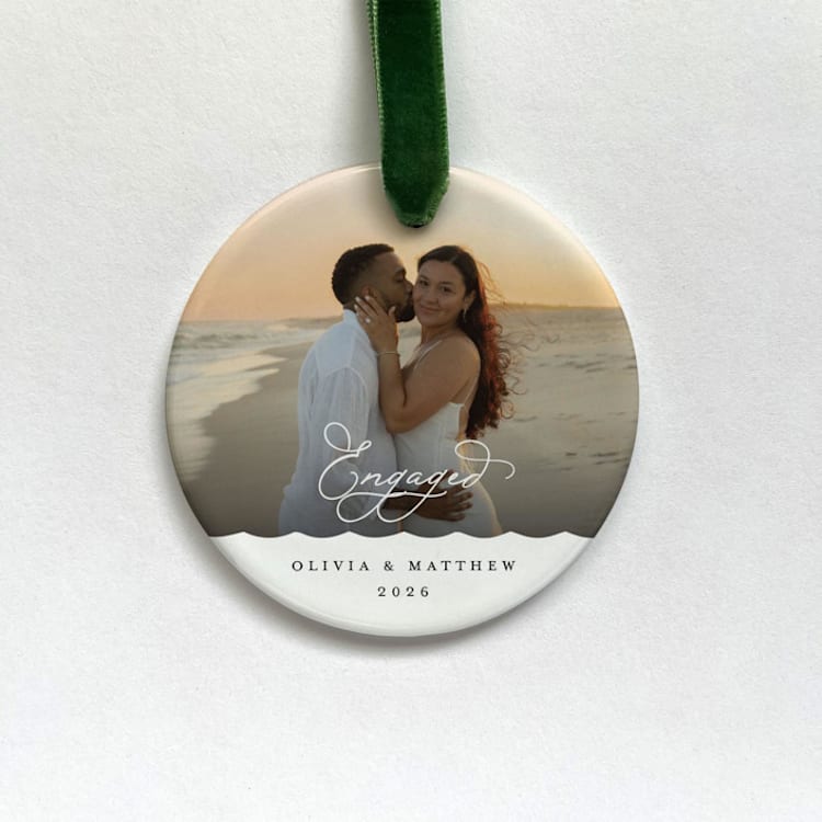 "Personalized Engagement Photo Ornament" - Ornaments in white by Holly Whitcomb