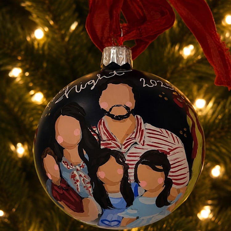 "Painted Christmas Ornament Family of 7" - Ornaments in blue by Hannah Laine Creates