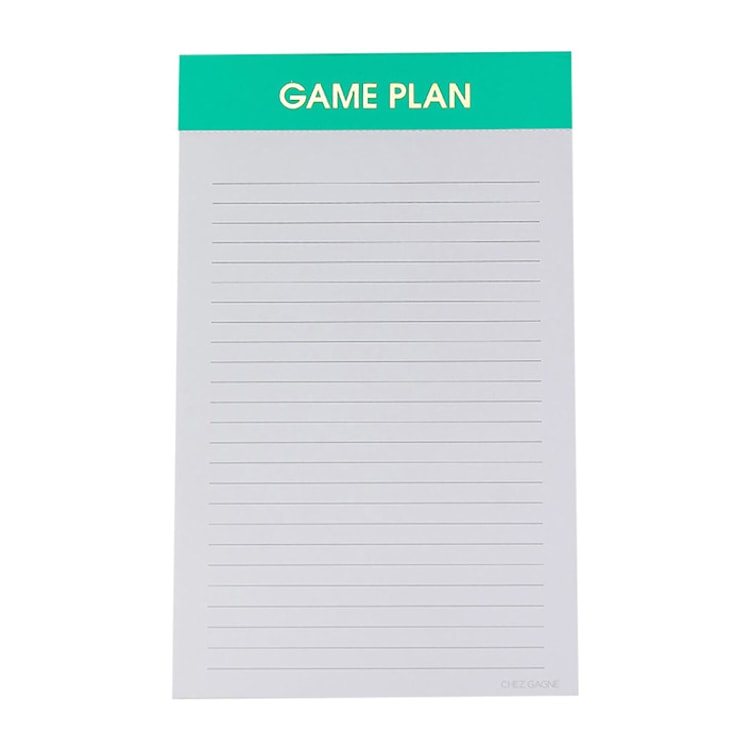 "Game Plan - Lined Notepad" - Notepad in green by Chez Gagné