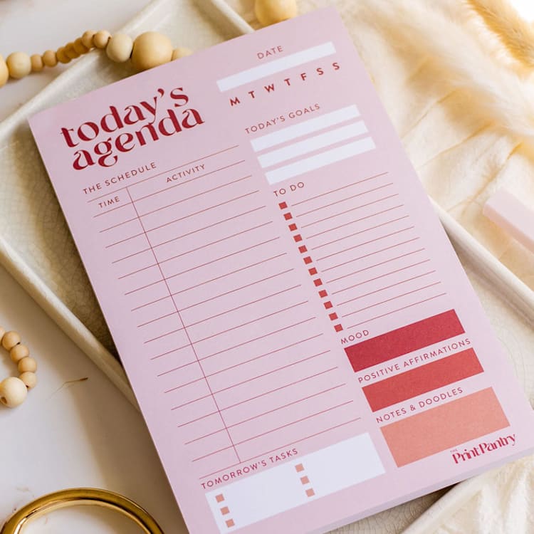 "Daily Agenda Notepad" - Notepad in pink by The Print Pantry Team