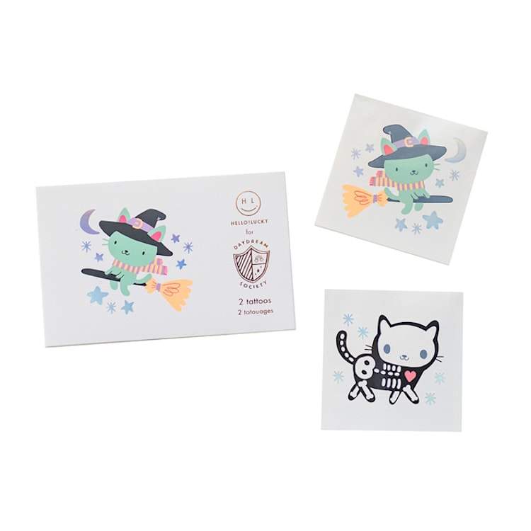 "Meowloween Temporary Tattoos" - Party Favors in white by Jollity and Co