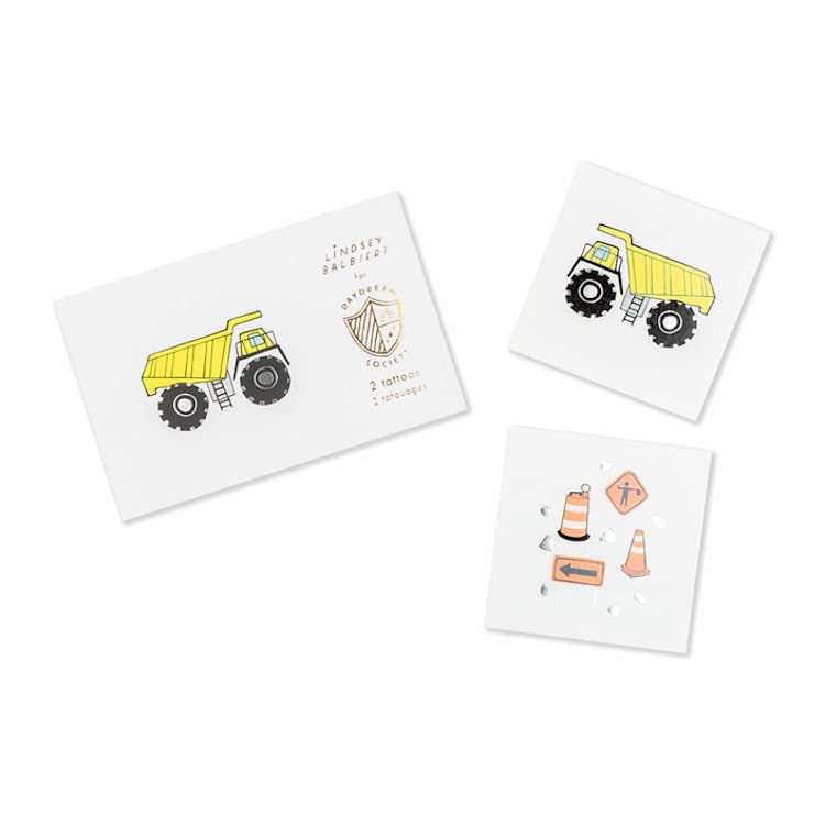 "Under Construction Temporary Tattoos - Pack of 2" - Party Favors in multicolor by Jollity and Co