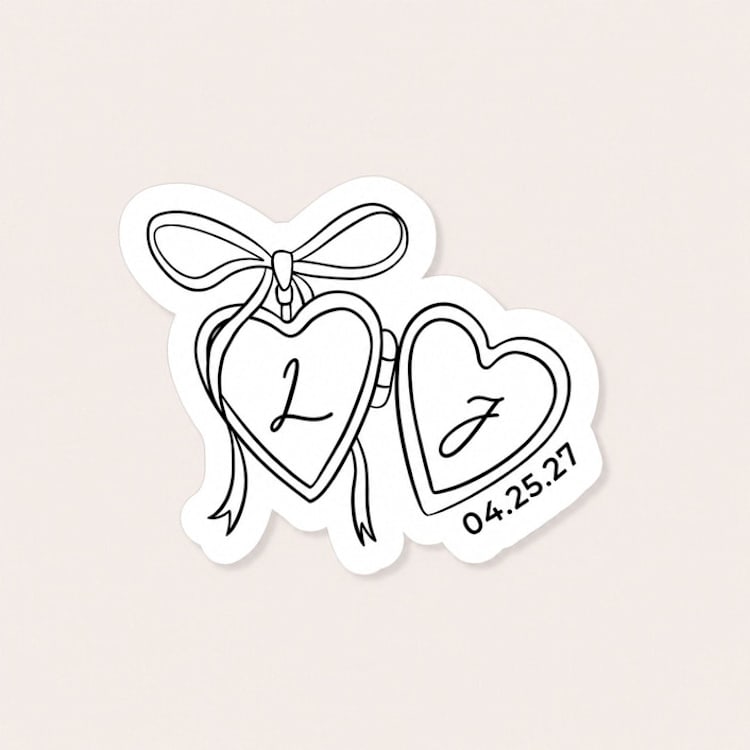 "Initial Locket Wedding Temporary Tattoos (Pack of 10)" - Party Favors in black by Social B Creative Studio