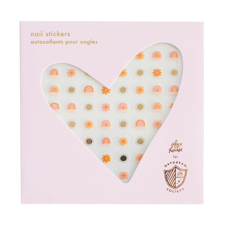 "Boho Rainbow Nail Stickers - Set of 1 Sheet, 100 Nail Stickers" - Party Favors in multicolor by Jollity and Co
