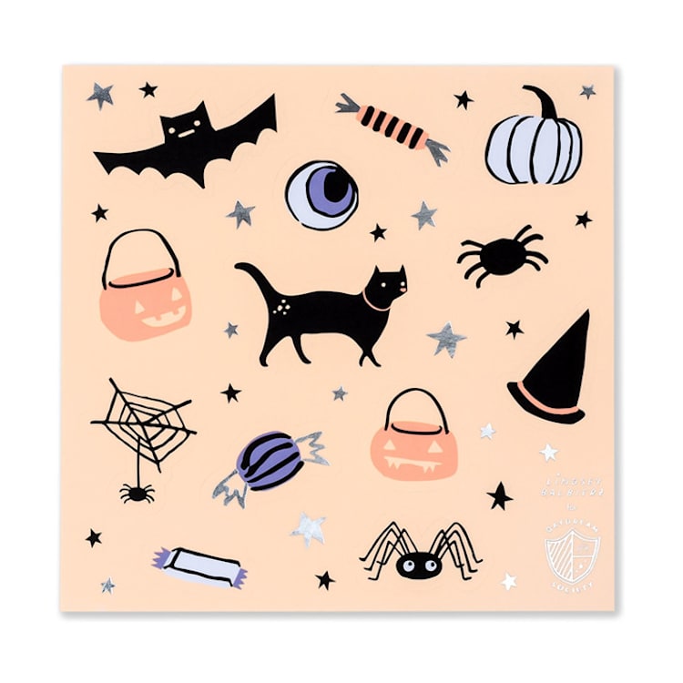 "Hocus Pocus Stickers - Set of 4" - Party Favors in orange by Jollity and Co