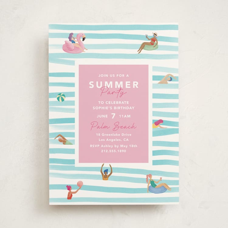 "Summer Party" - Party Invitations in Pool by Elly - Front