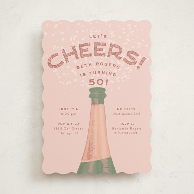 "Let's Cheers!" - Party Invitations in Rose by Julie Hebert - Front
