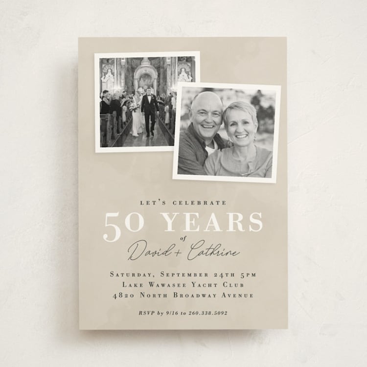 "Snapshots" - Party Invitations in Almond by Jessie Steury - Front