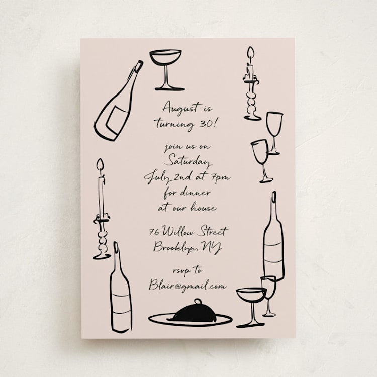 "Wine and Dine" - Party Invitations in Nude by Ani Somi - Front