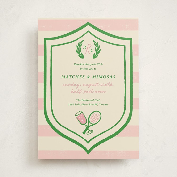 "Matches & Mimosas" - Party Invitations in Pink Lemonade by Sam Dubeau - Front