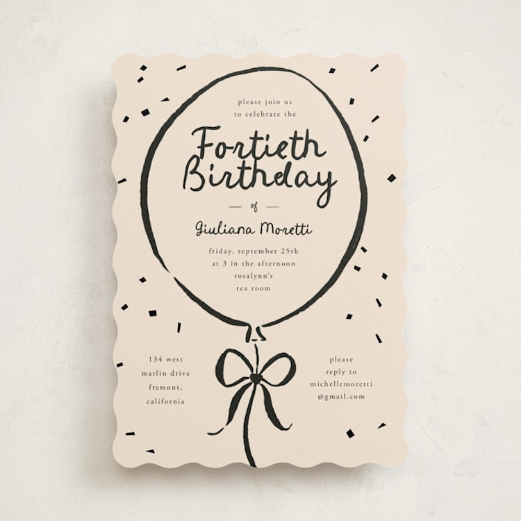 "Inked Balloon" - Party Invitations in Ink by Carmia C. - Front