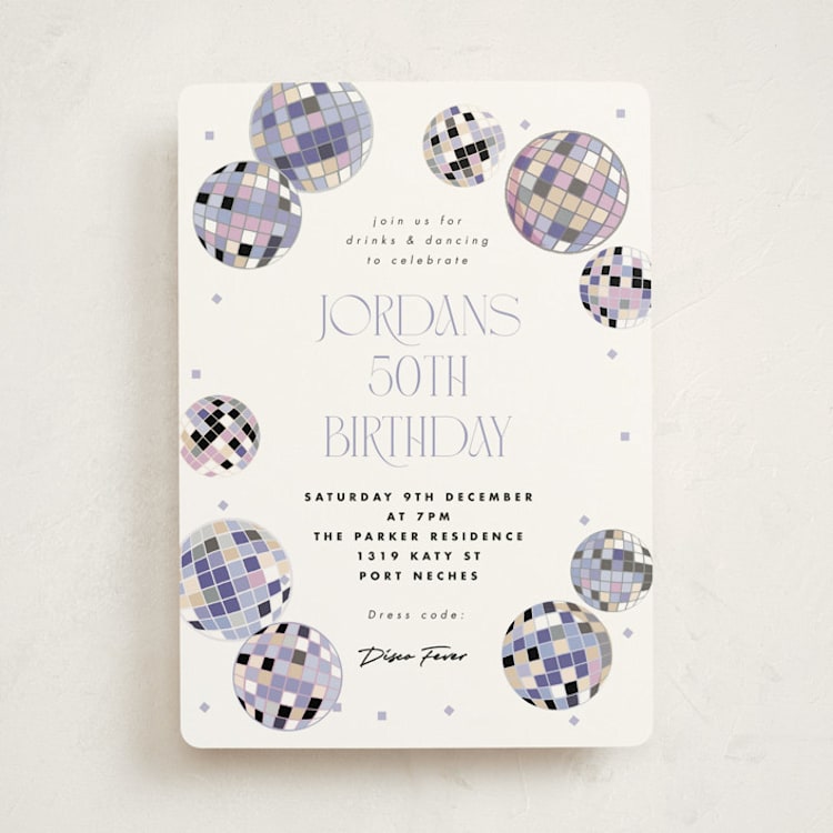 "Disco Fever" - Party Invitations in Skyline by Corinne Malesic - Front