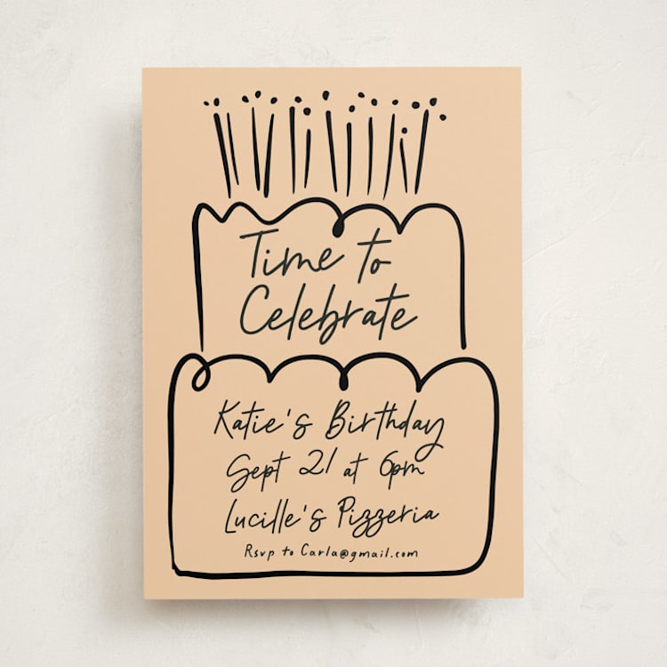 "Cake and eat it too" - Party Invitations in Peach by Inkblot Design - Front