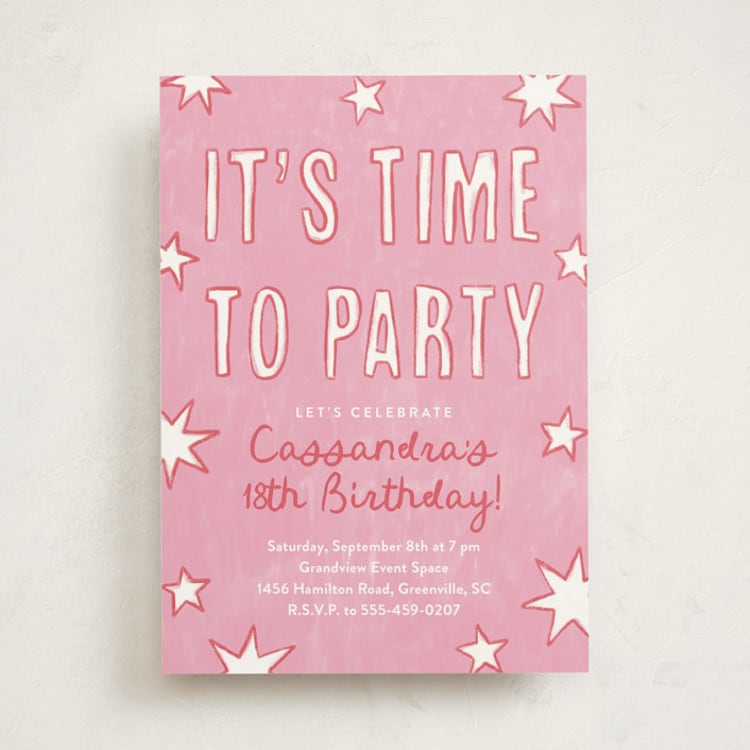 "Starry Celebration" - Party Invitations in Cotton Candy by Kercia Jane - Front
