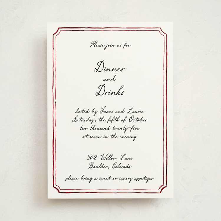 "Handwritten" - Party Invitations in Wine by Cass Loh - Front