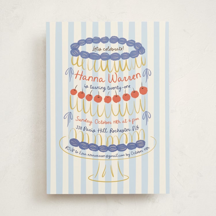 "Whimsical Cake" - Party Invitations in Glacier by Zove Ahhh - Front