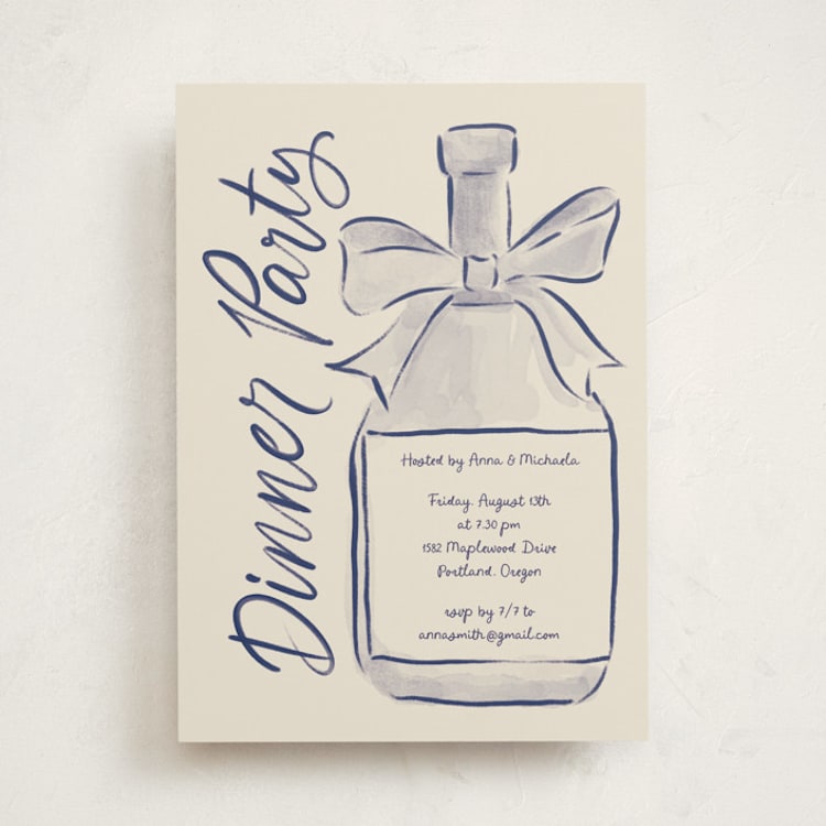 "Painted Bottle" - Party Invitations in Denim by Adelyn T. - Front
