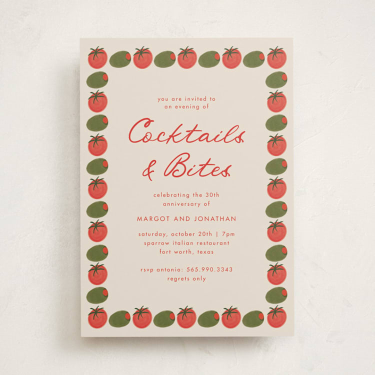 "Olive Bites" - Party Invitations in Saucy by Anna Elder - Front