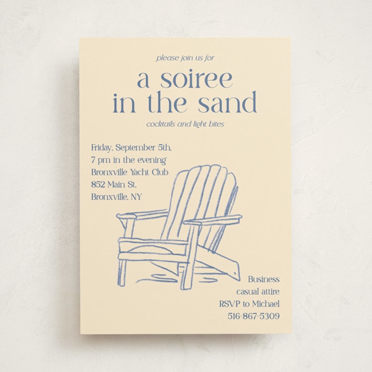 "Soiree in the Sand" - Party Invitations in Cream by Cotton and Bow - Front
