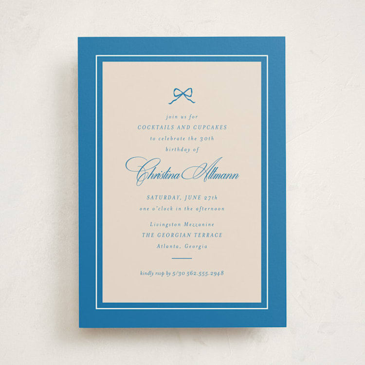 "Little Bow" - Party Invitations in Ocean by Owl and Toad - Front