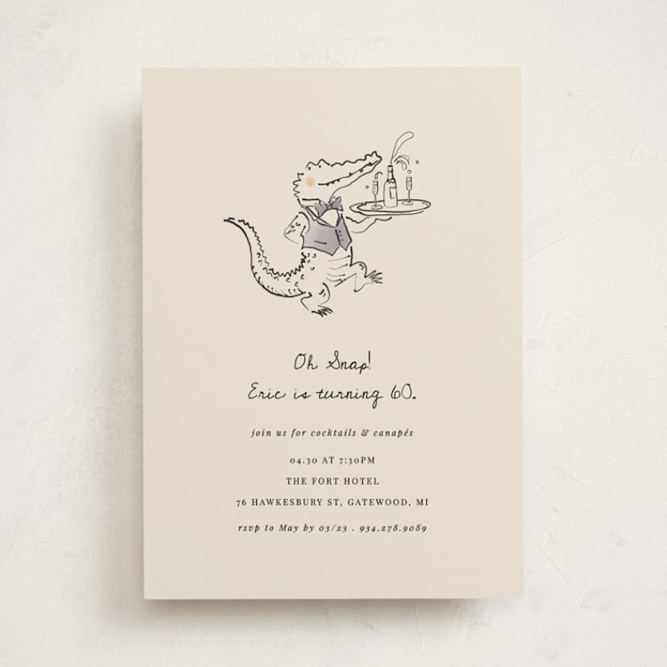 "Oh Snap" - Party Invitations in Oat by Corinne Malesic - Front
