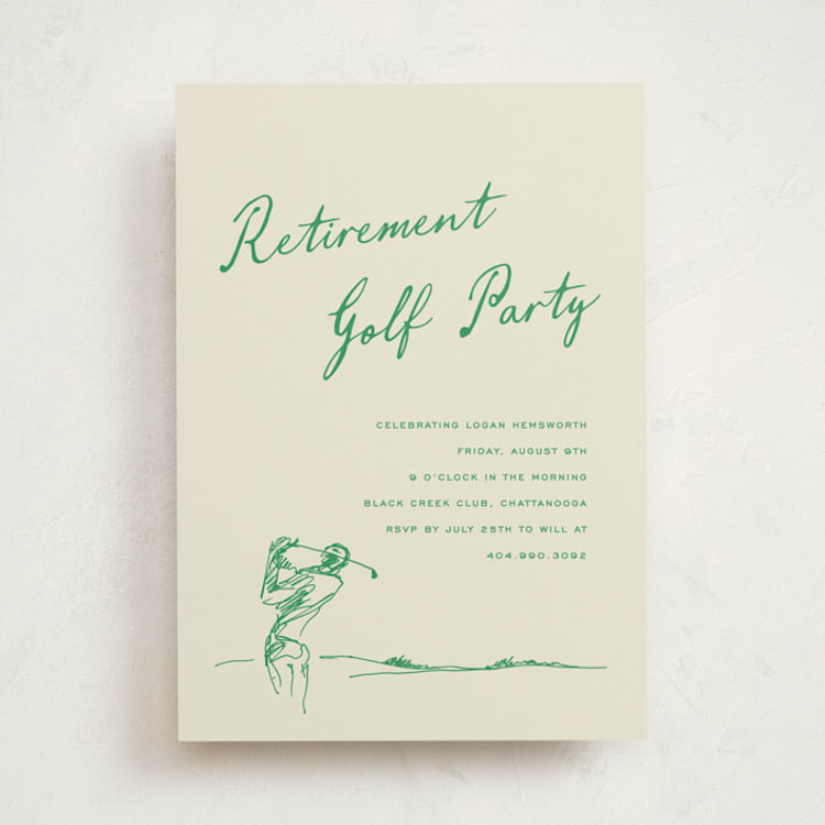 "Golf Sketch" - Party Invitations in Evergreen by Stacey Meacham - Front