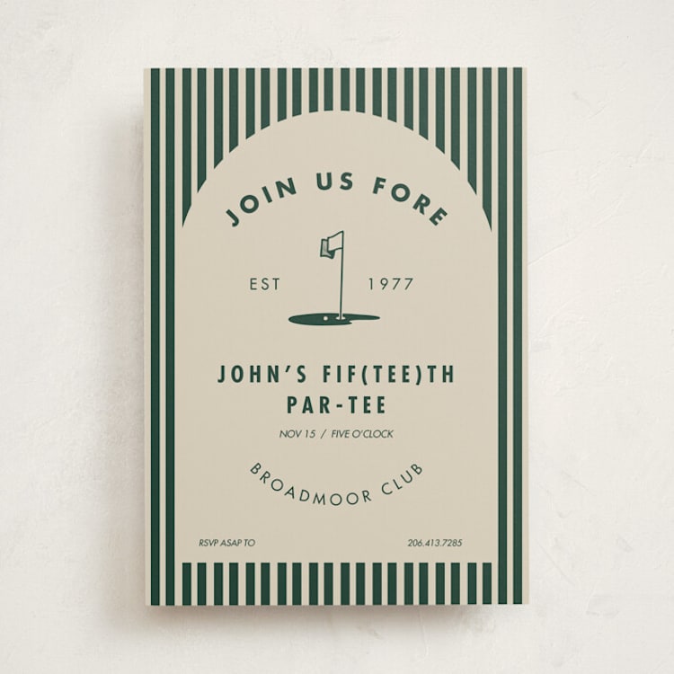 "FORE EVER YOUNG" - Party Invitations in Forest by Marabou Design - Front