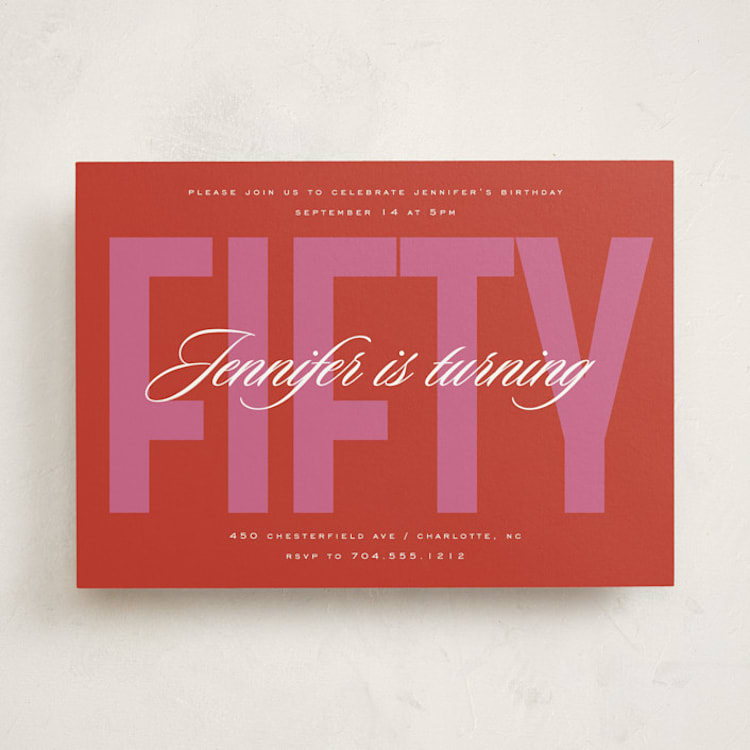 "Milestone Birthday" - Party Invitations in Cherry by Stacy Maalouf - Front
