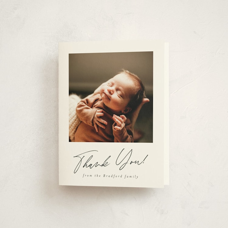 "Signed By Us" - Pregnancy Announcement Thank You Cards in Moon by Nicole Walsh - Front