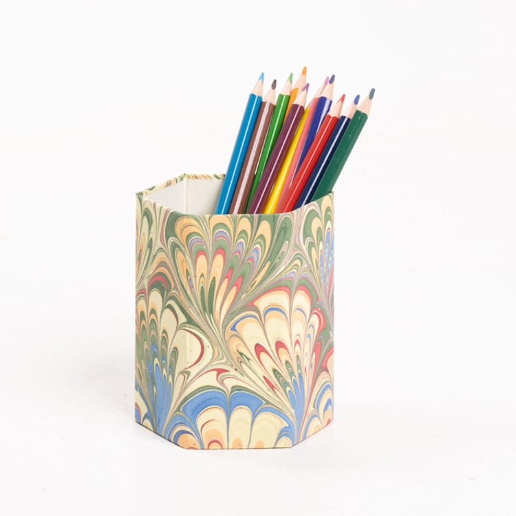 "Hand-Marbled Pencil Holder Organizer in Multicolor" - Pencil Case in multicolorassorted-colors by Inner Child