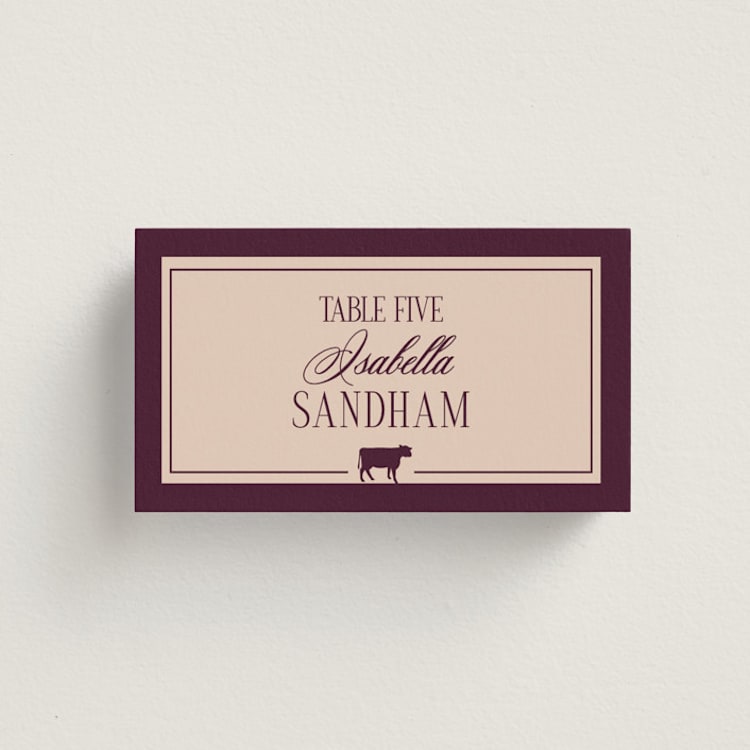 "Merlot" - Place Cards - Beef in Cabernet by Hudson meet Rose - Front