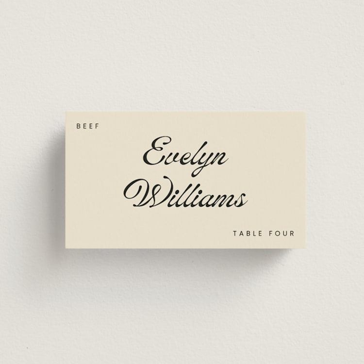 "Vintage" - Place Cards - Beef in Cream by Stacy Maalouf - Front