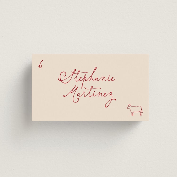 "Handwritten chic" - Place Cards - Beef in Cherry by Creo Study - Front